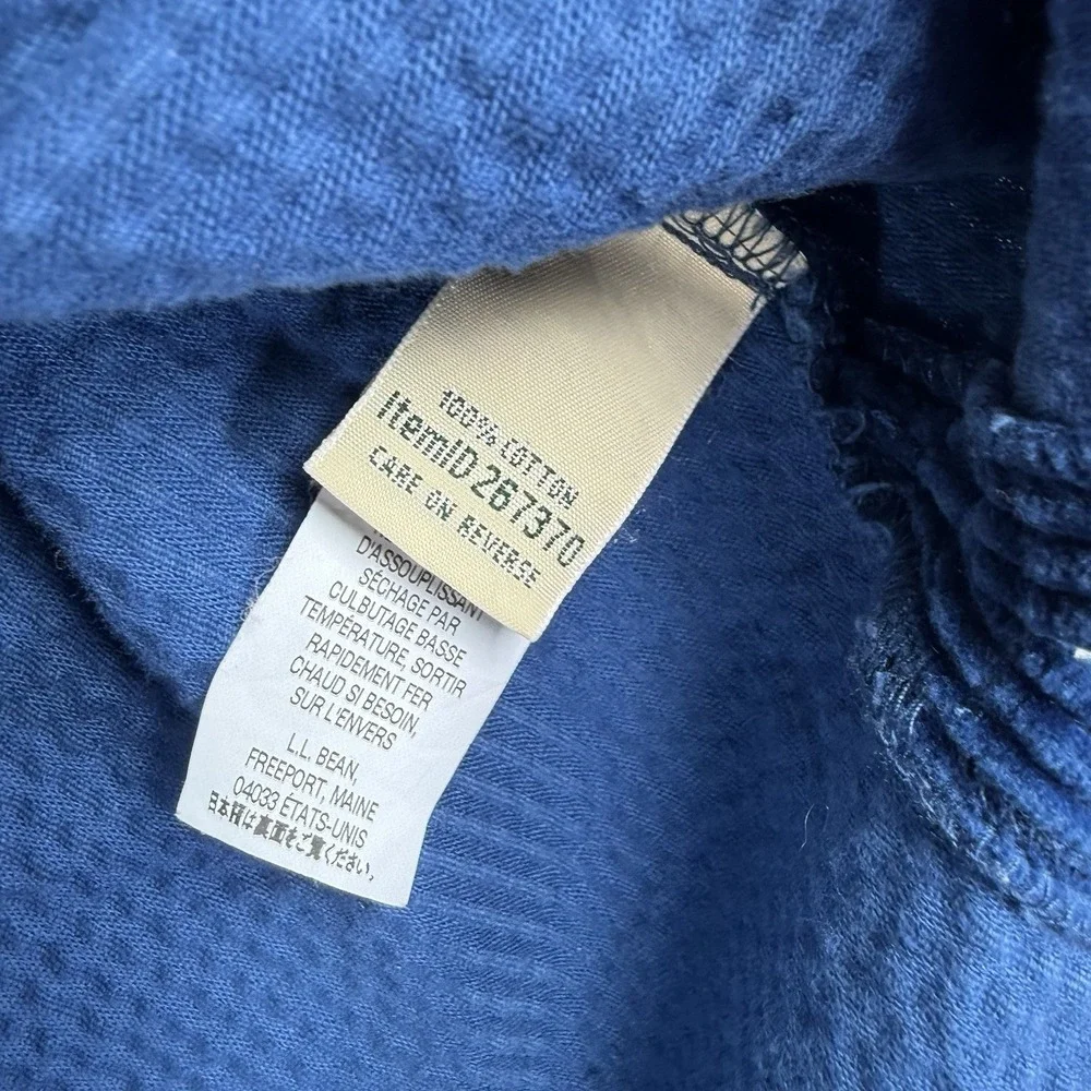 LL Bean Shirt Womens S PETITE Blue Button Up Long Corduroy Casual Nature Outdoor